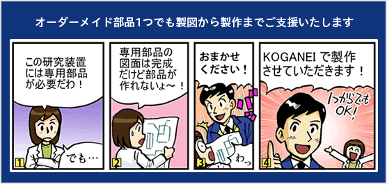 オーダーメイド部品1つでも製図から製作までご支援いたします